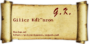 Gilicz Kászon névjegykártya